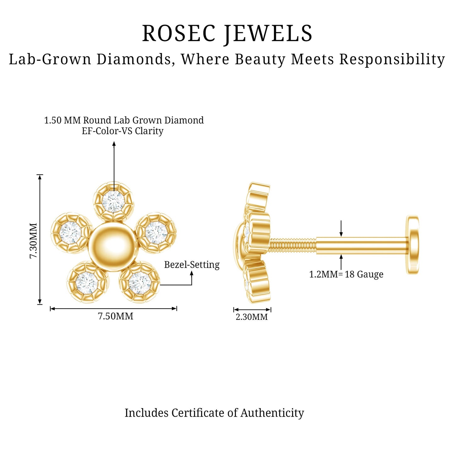 Diamond Floral Cartilage Earring