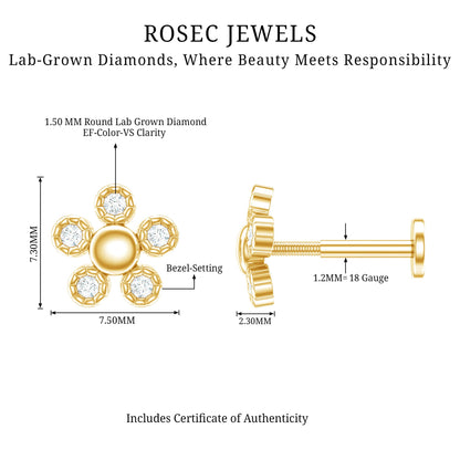 Diamond Floral Cartilage Earring