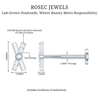 Simple Diamond X Earring for Tragus Piercing