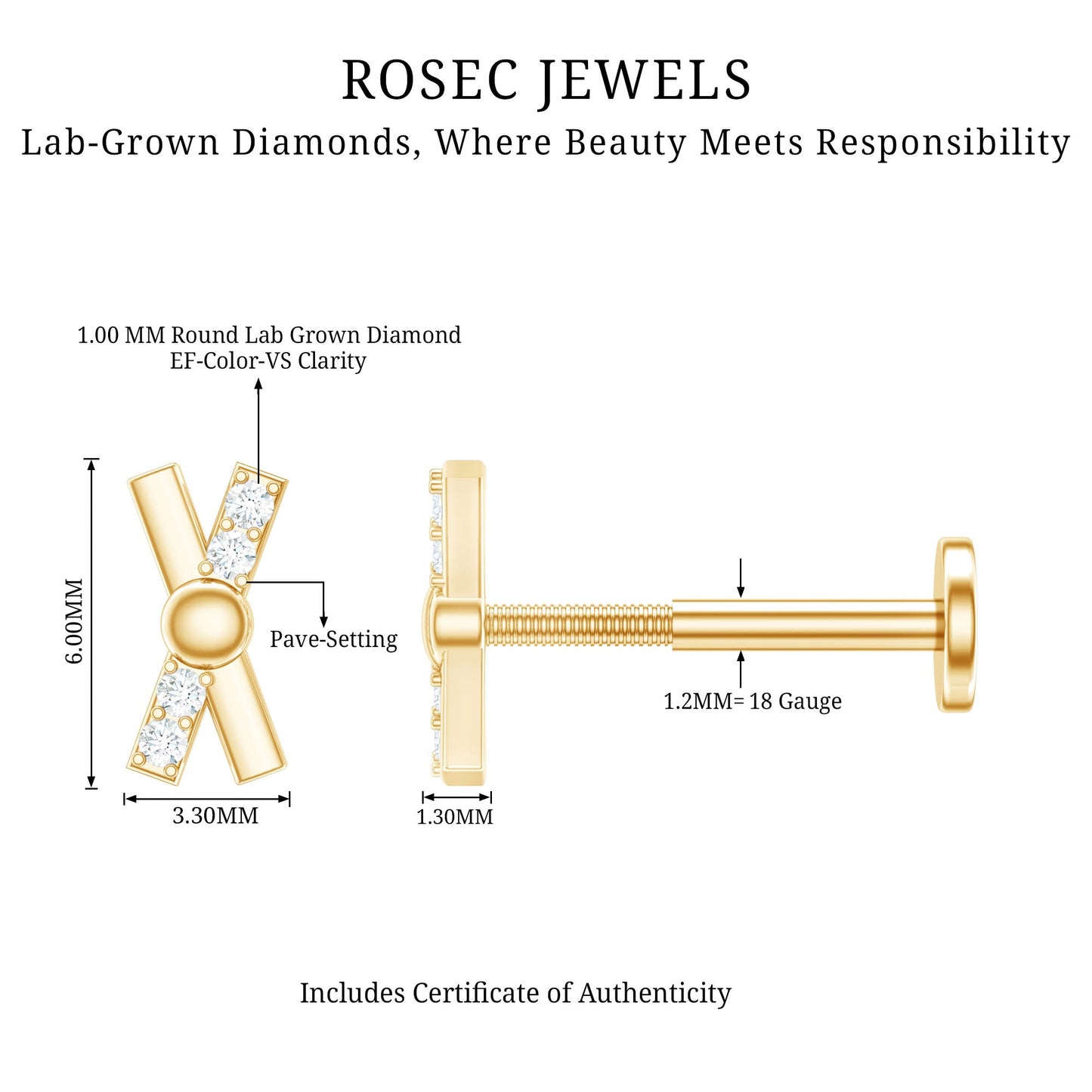 Simple Diamond X Earring for Tragus Piercing