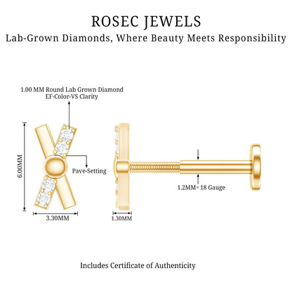 Simple Diamond X Earring for Tragus Piercing
