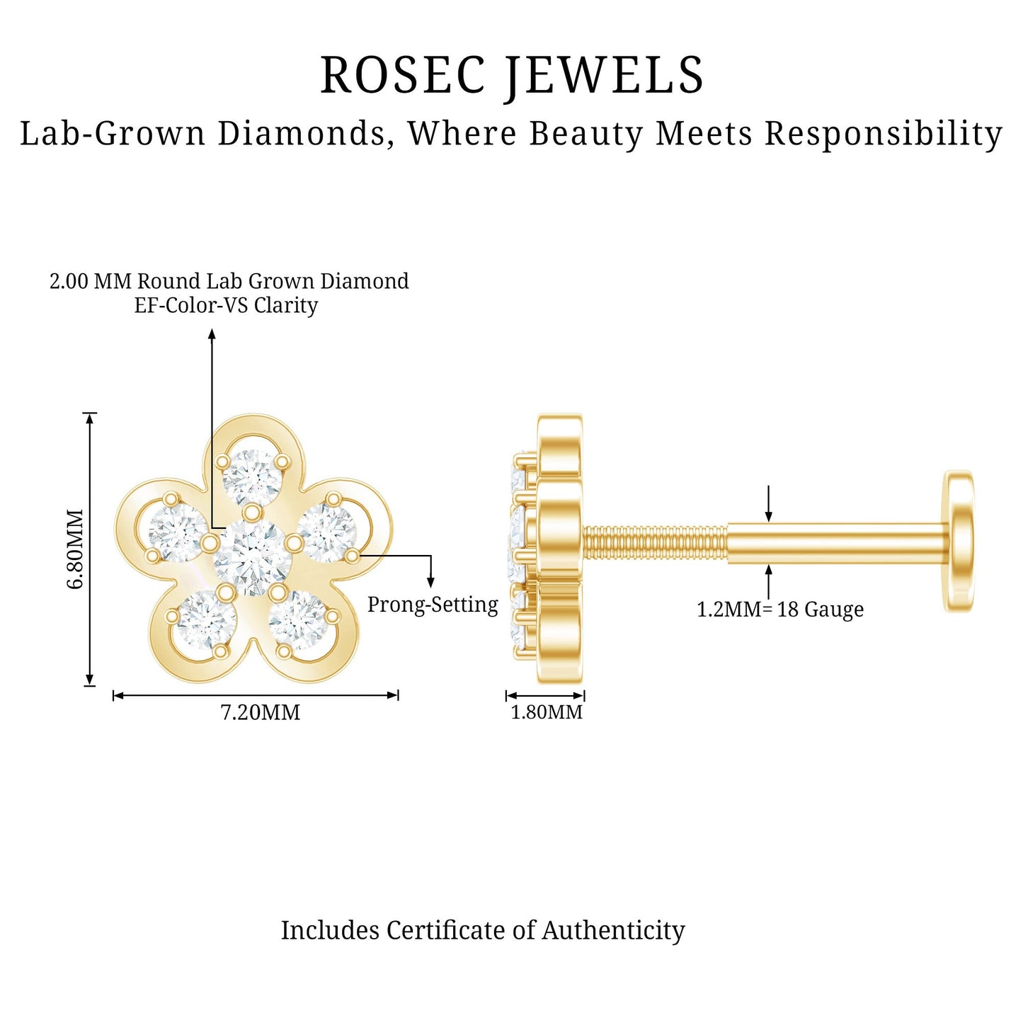 Diamond Floral Helix Earring for Women