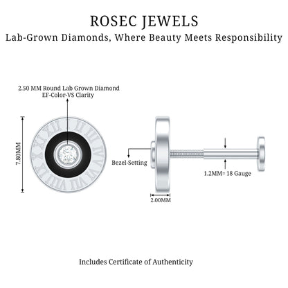 Diamond Clock Earring for Cartilage Piercing