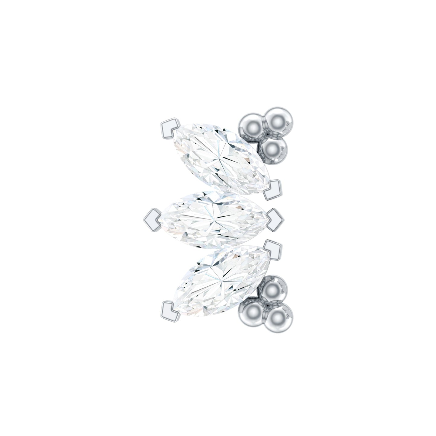 Marquise Diamond 3 Stone Crawler Earring