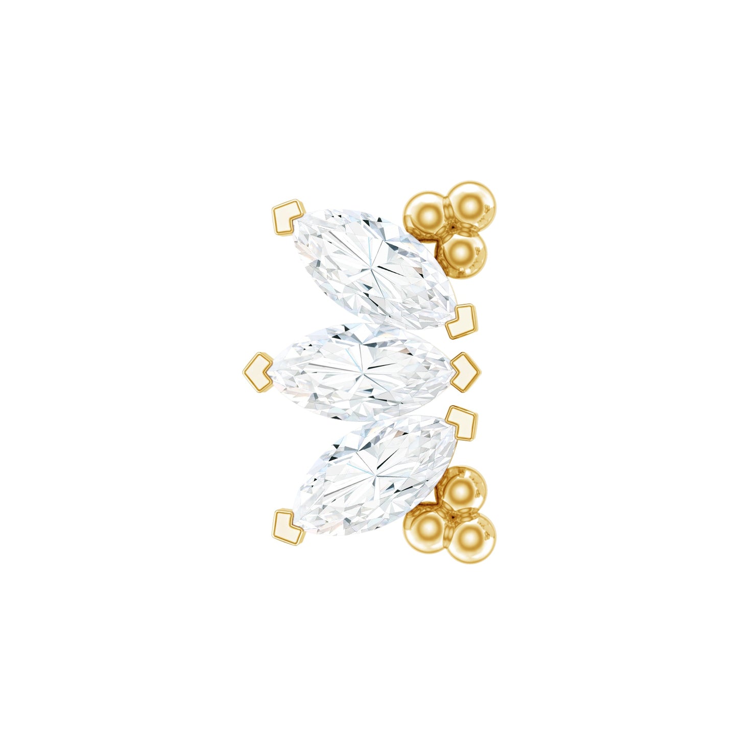 Marquise Diamond 3 Stone Crawler Earring