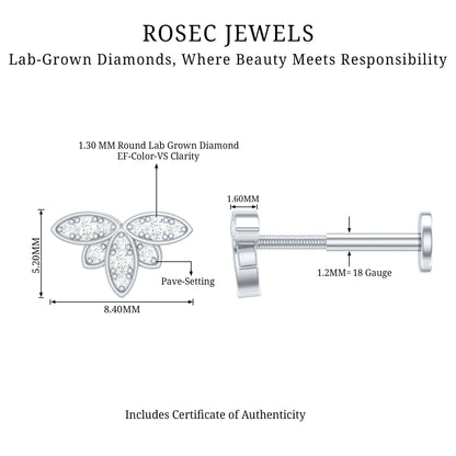 Diamond Flower Earring for Second Lobe Piercing