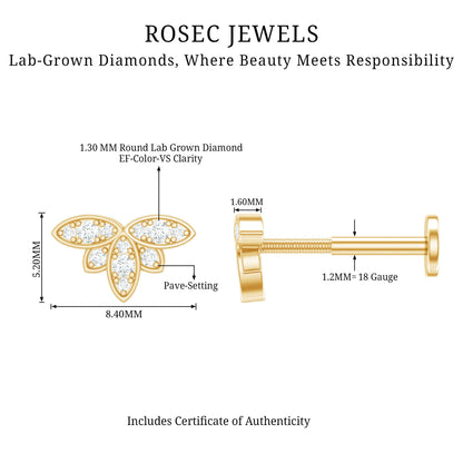 Diamond Flower Earring for Second Lobe Piercing
