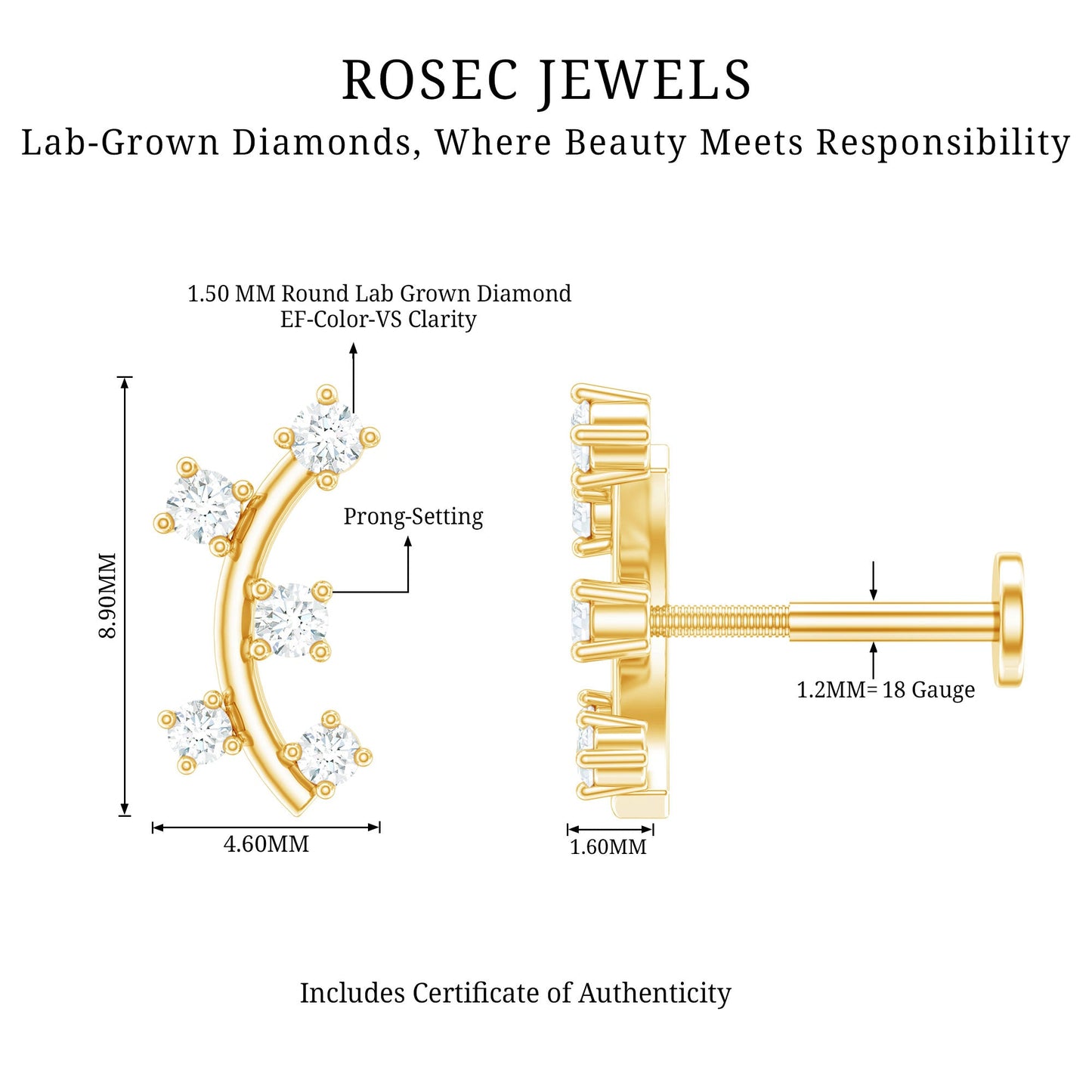 Diamond Curved Crawler Earring