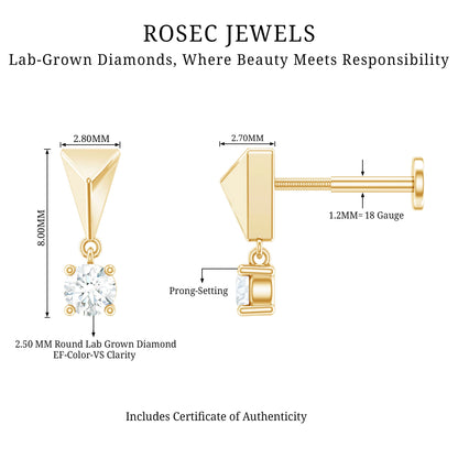 Diamond Drop Earring for Helix Piercing