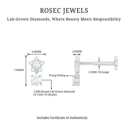 Star Diamond Drop Earring for Helix Piercing