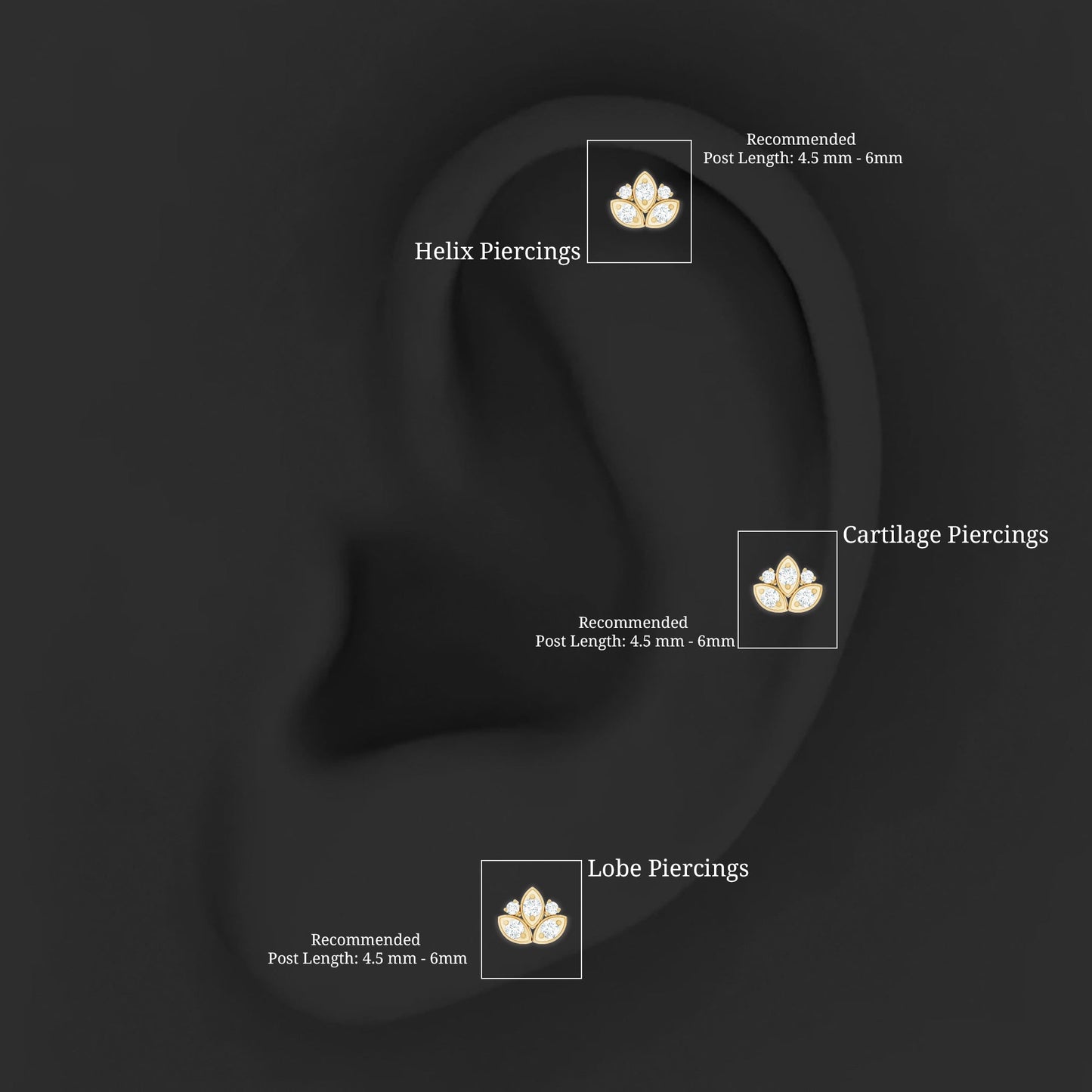 Diamond Lotus Earring for Cartilage Piercing