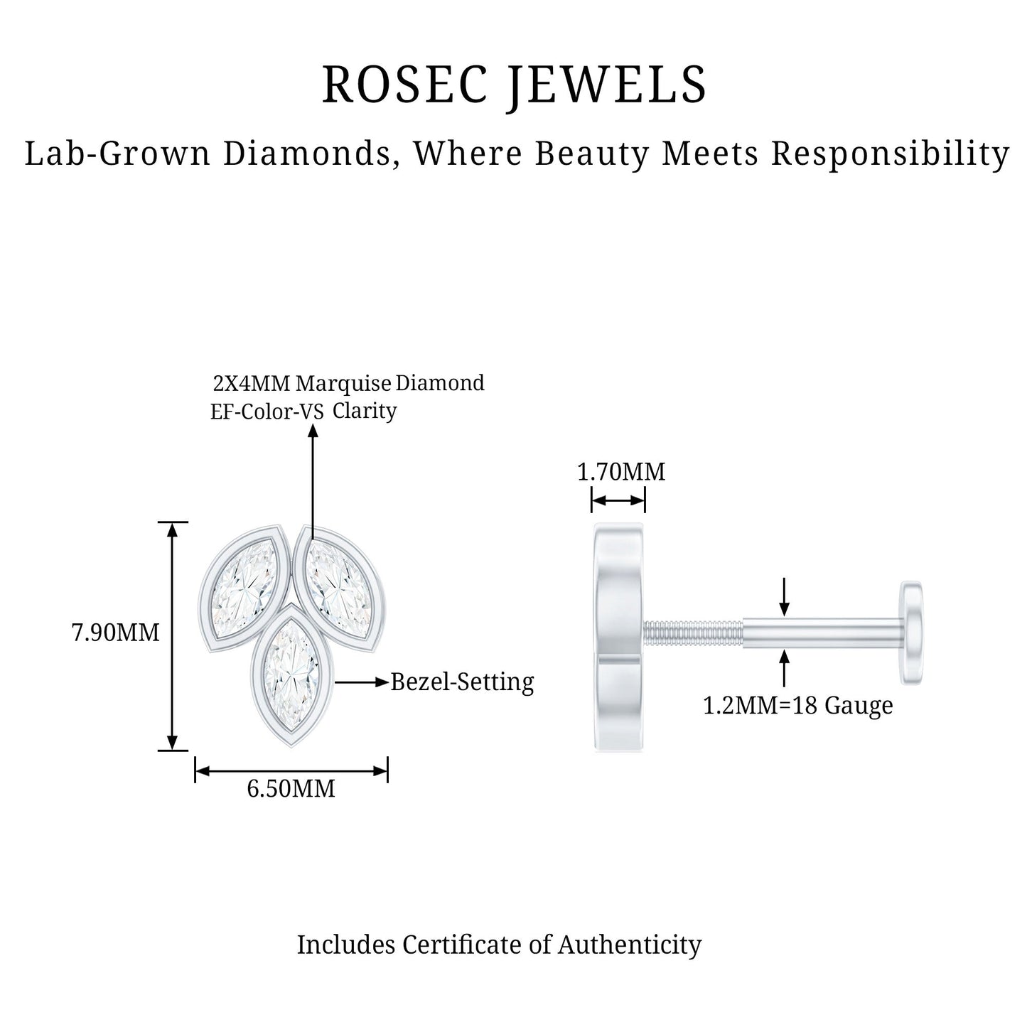 Marquise Diamond Three Stone Cluster Earring