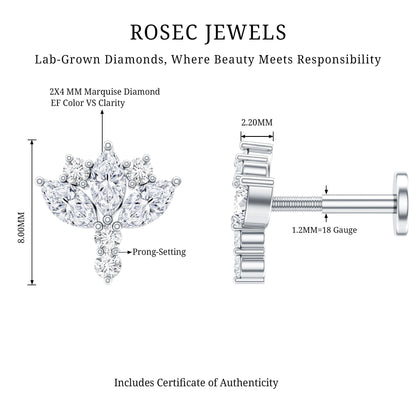 Diamond Lotus Cartilage Earring