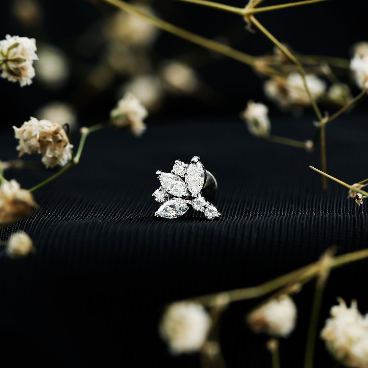 Diamond Lotus Cartilage Earring