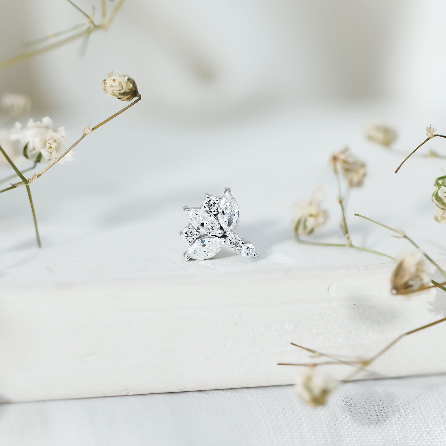 Diamond Lotus Cartilage Earring