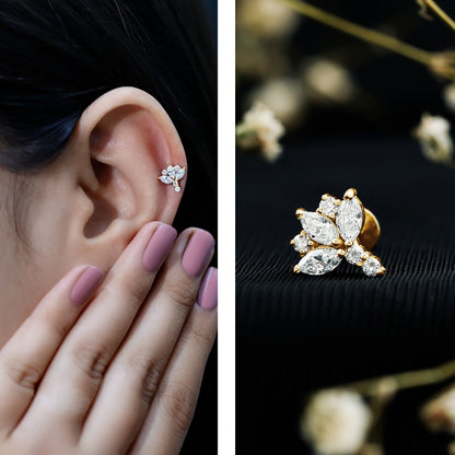 Diamond Lotus Cartilage Earring