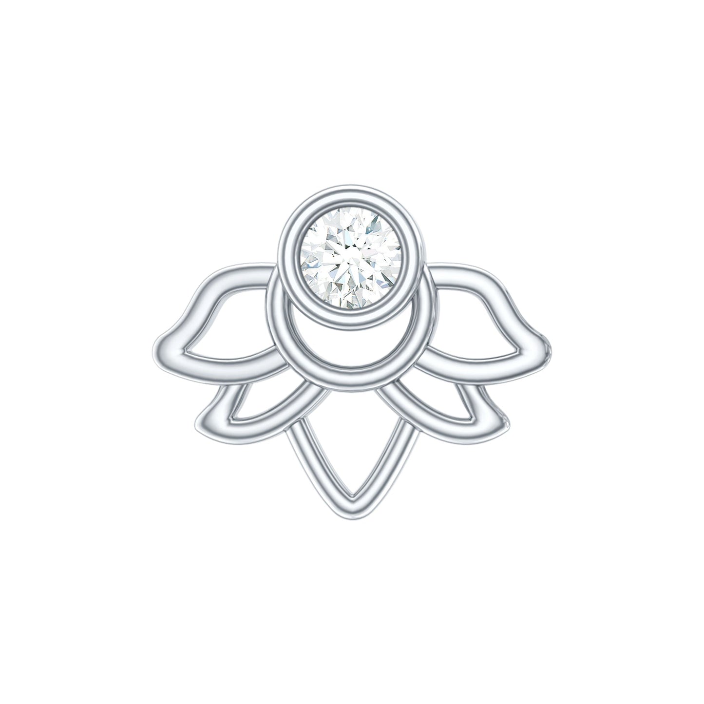 Diamond Lotus Earring for Helix Piercing