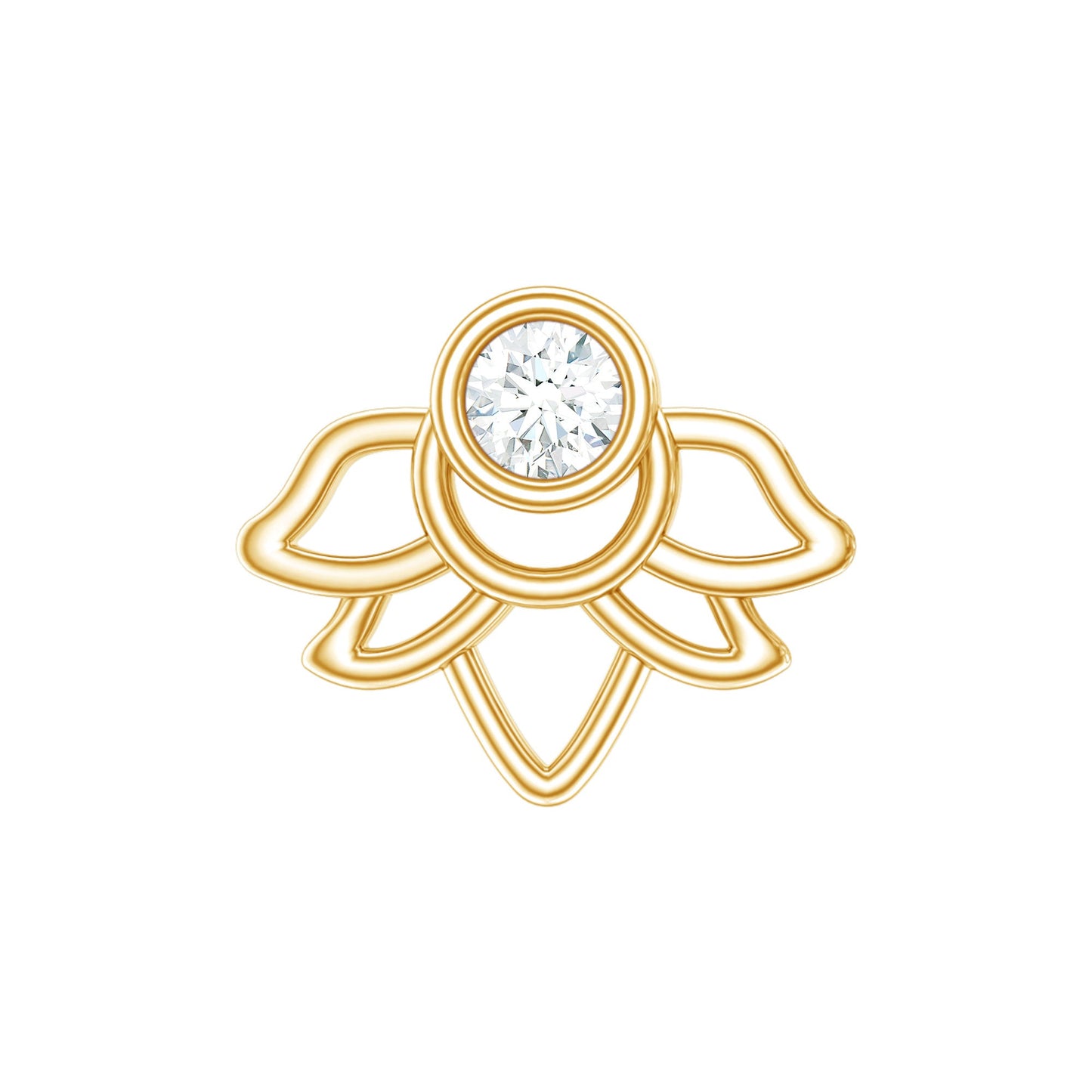 Diamond Lotus Earring for Helix Piercing