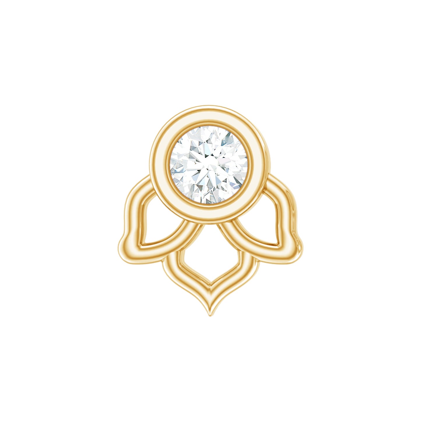 Simple Lotus Floral Earring with Round Diamond