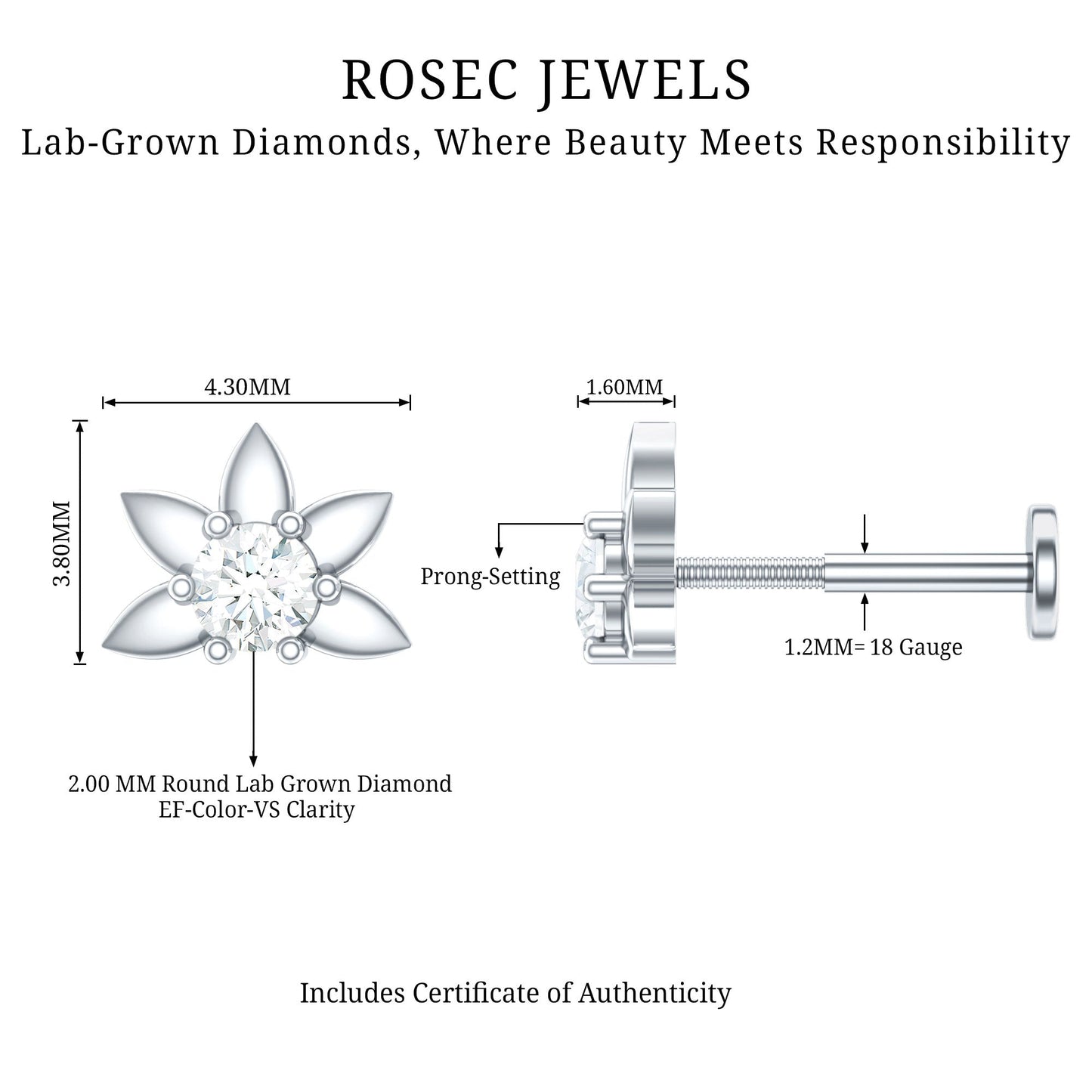 Diamond Floral Earring for Tragus Piercing