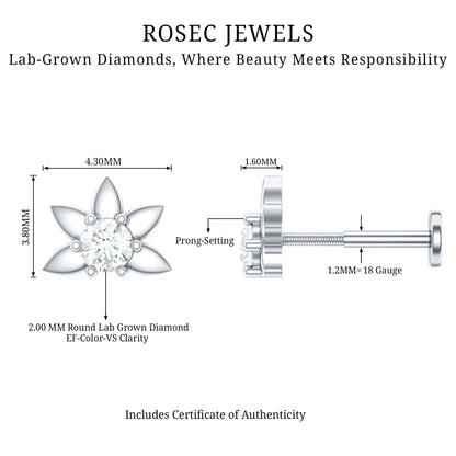 Diamond Floral Earring for Tragus Piercing