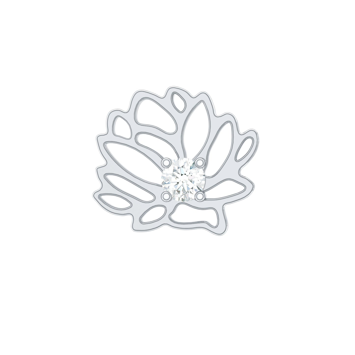 Diamond Lotus Flower Earring for Conch Piercing