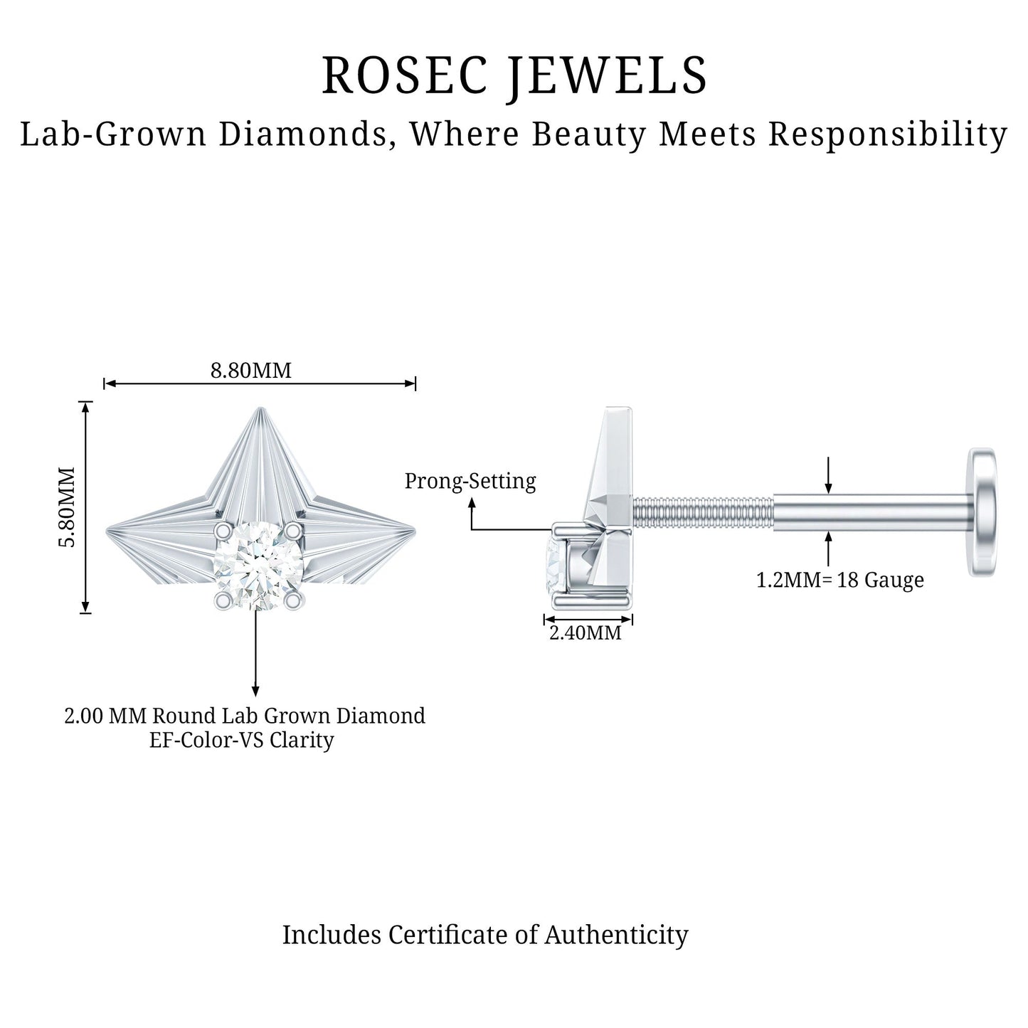 Minimalist Diamond Floral Earring for Cartilage Piercing