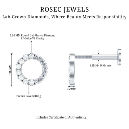 Diamond Circle Earring for Conch Piercing