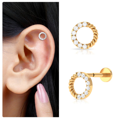 Diamond Circle Earring for Conch Piercing