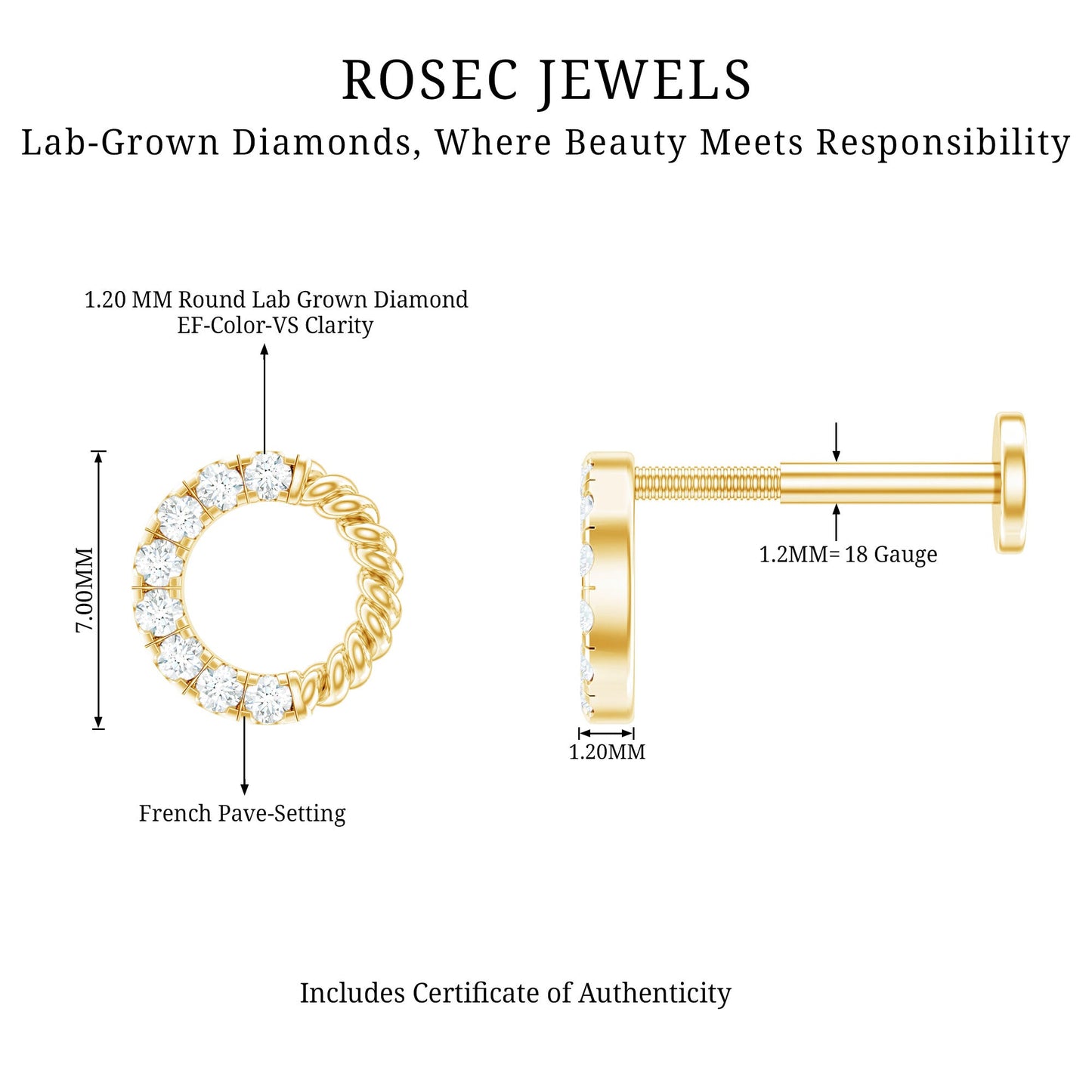 Diamond Circle Earring for Conch Piercing