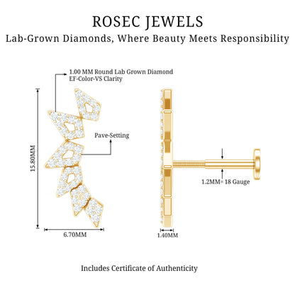 Designer Diamond Ear Crawler Earring for Helix Piercing