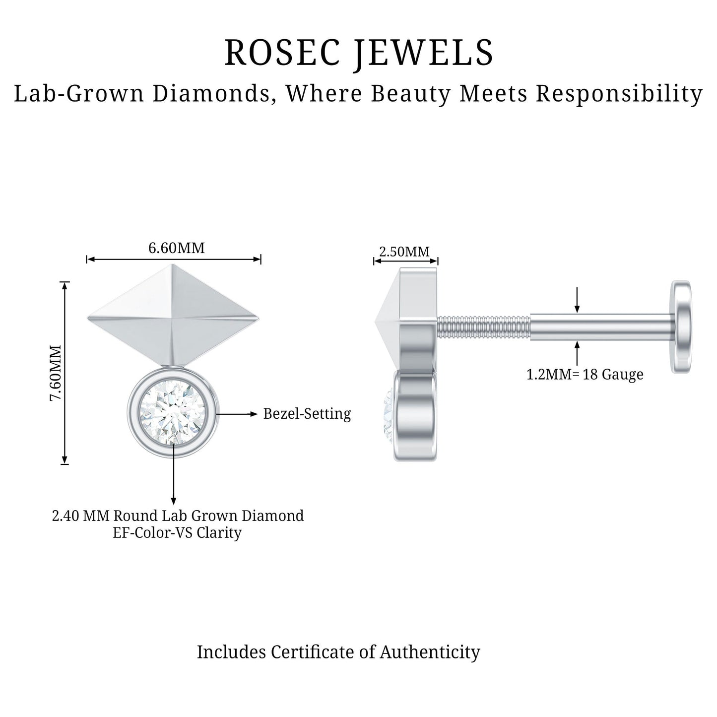 Diamond Geometric Tragus Earring