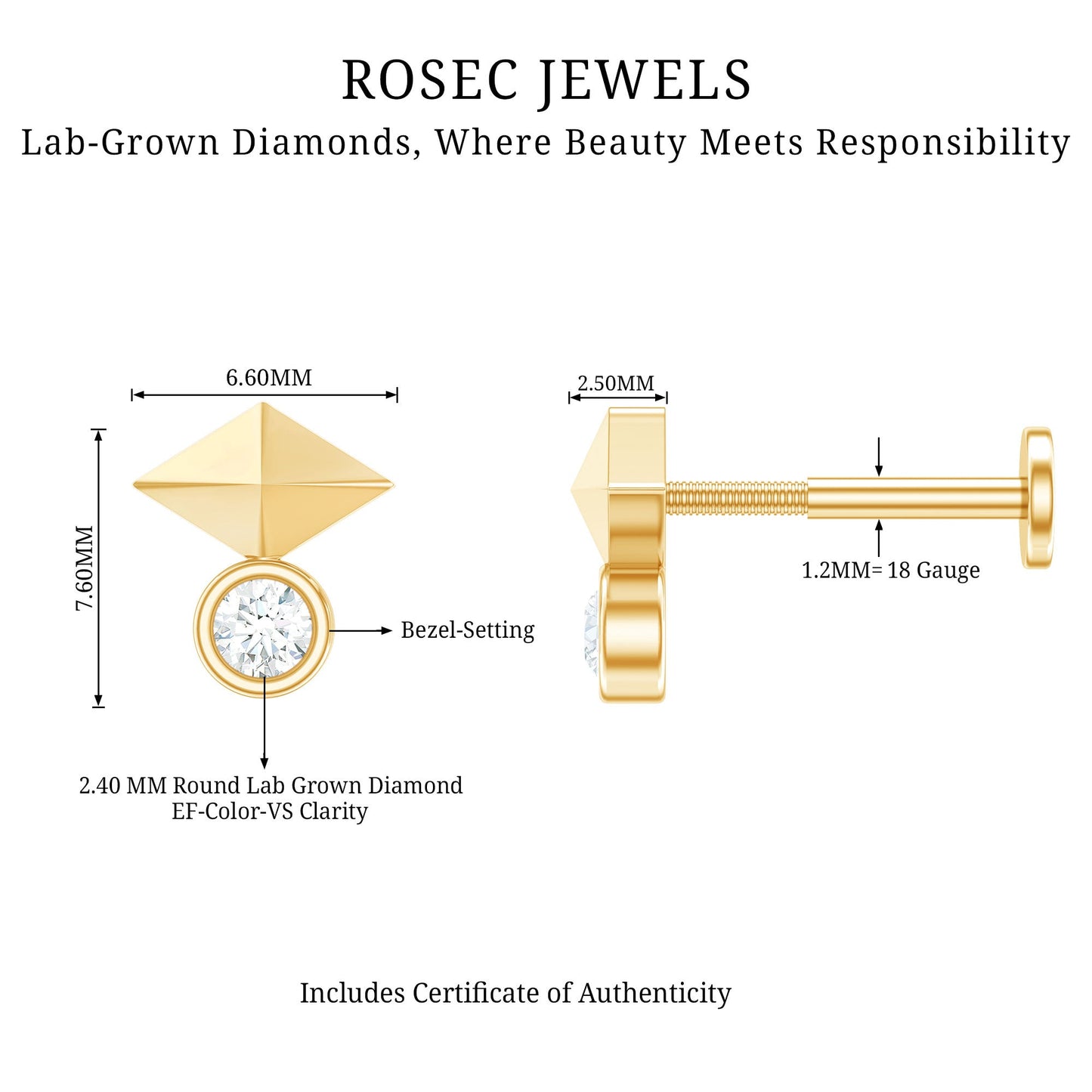 Diamond Geometric Tragus Earring
