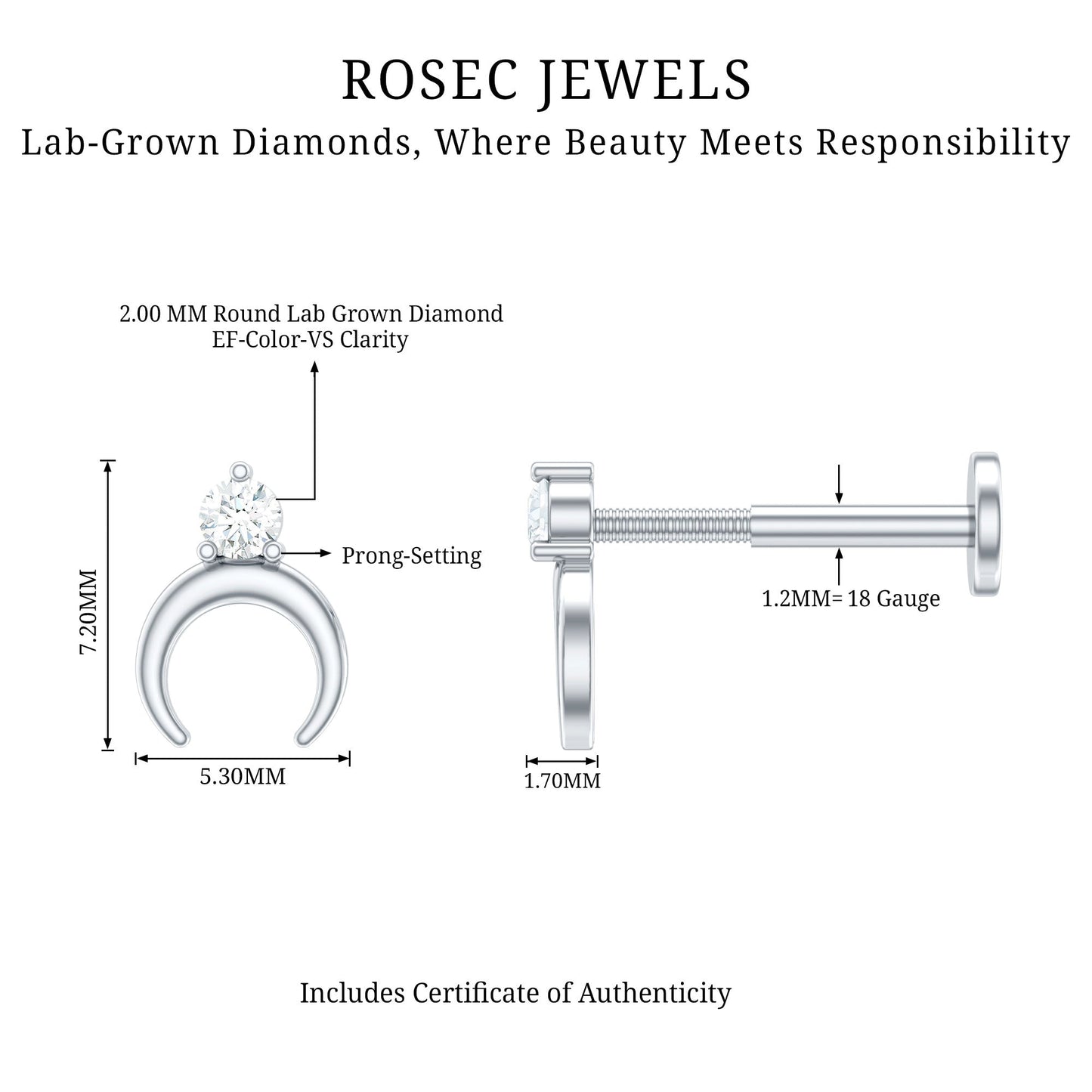 Diamond Minimalist Earring for Helix Piercing