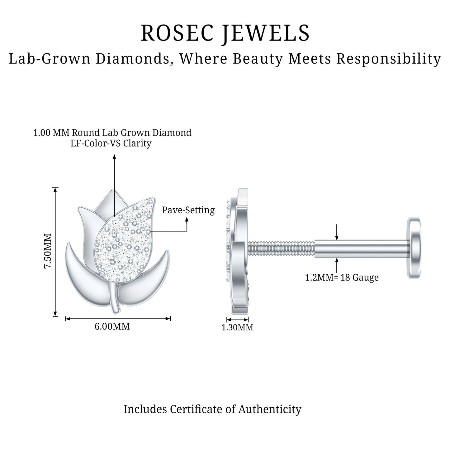 Diamond Flower Earring for Tragus Piercing