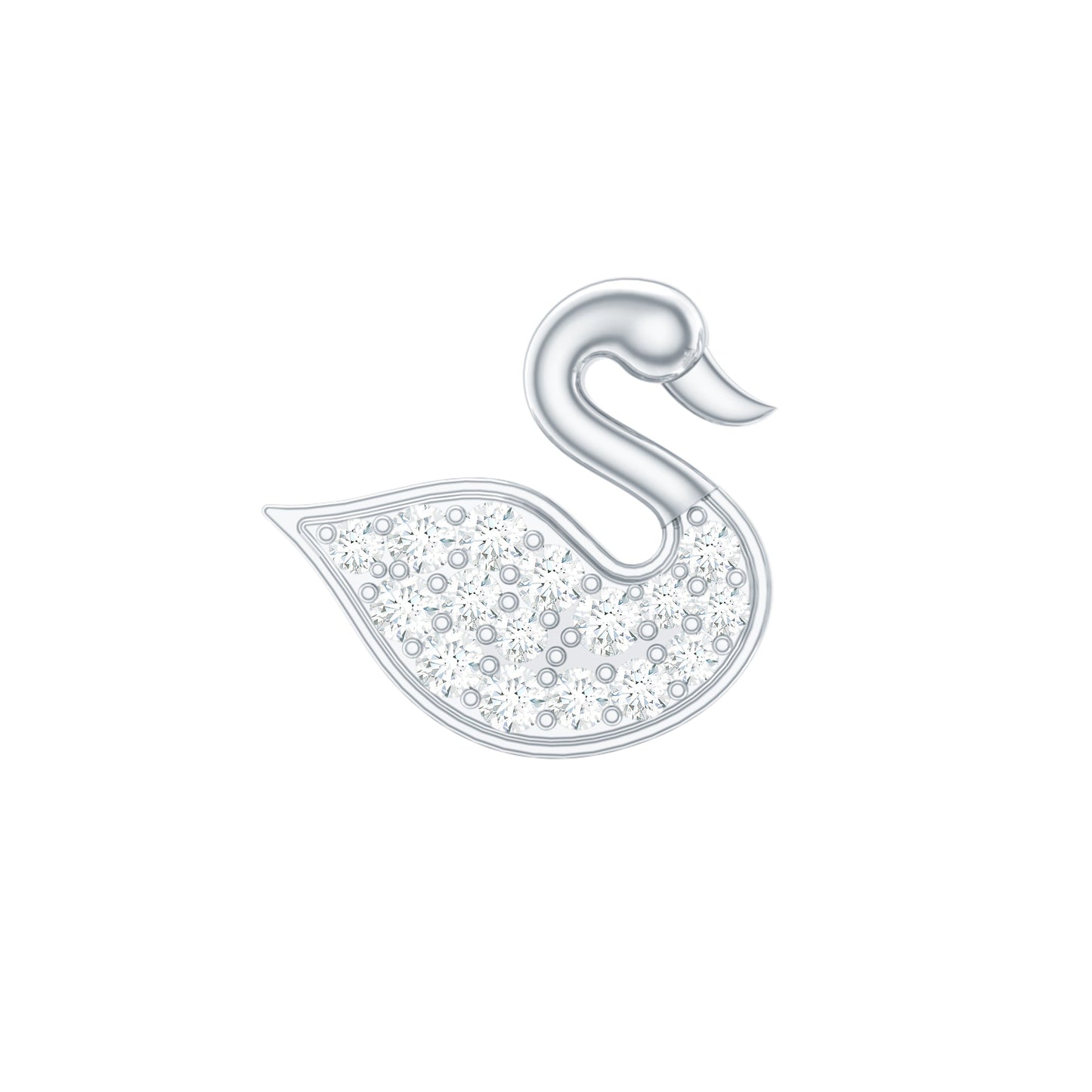 Diamond Swan Earring for Upper Lobe Piercing