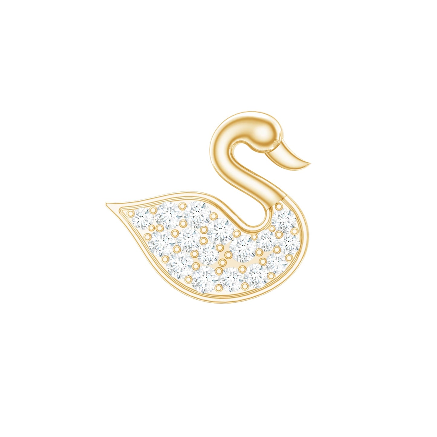 Diamond Swan Earring for Upper Lobe Piercing