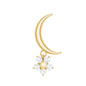 Diamond Crescent Moon and Star Earring for Helix Piercing