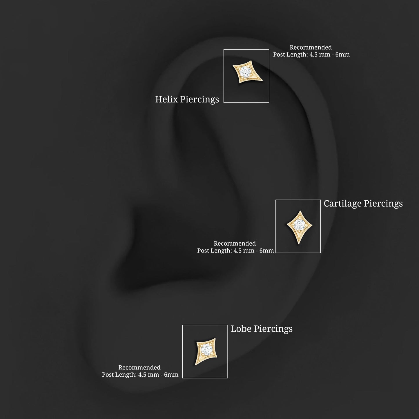 Diamond Kite Shape Tragus Earring