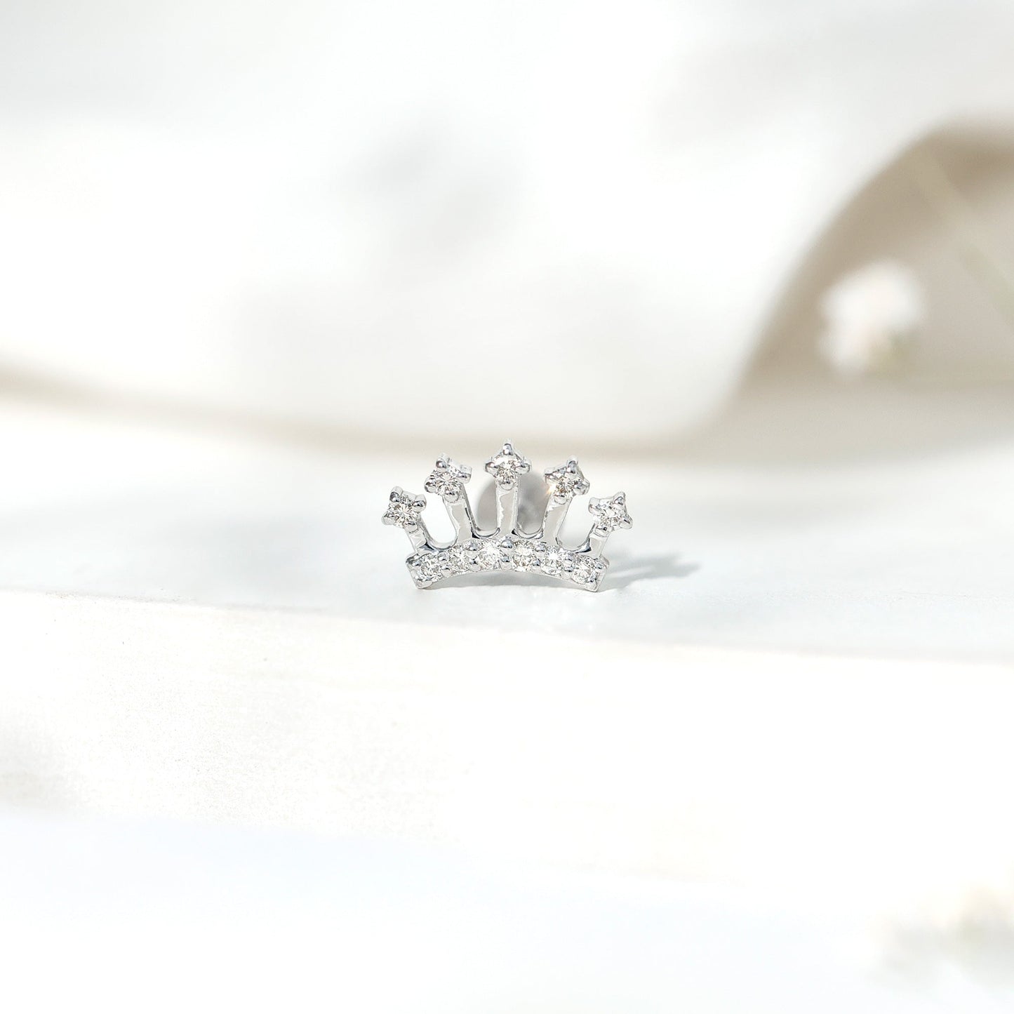 Certified Diamond Crown Earring for Helix Piercing