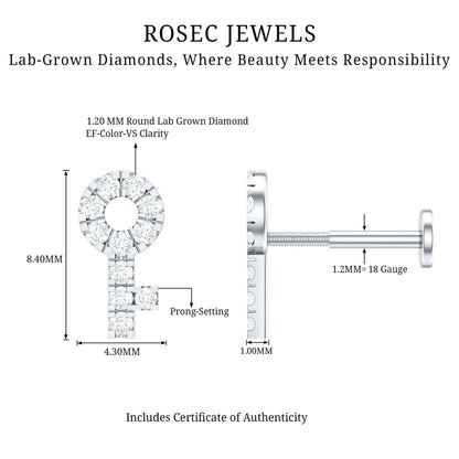 Diamond Key Shape Tragus Earring