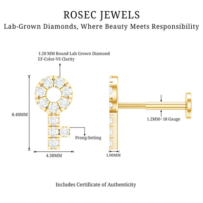 Diamond Key Shape Tragus Earring