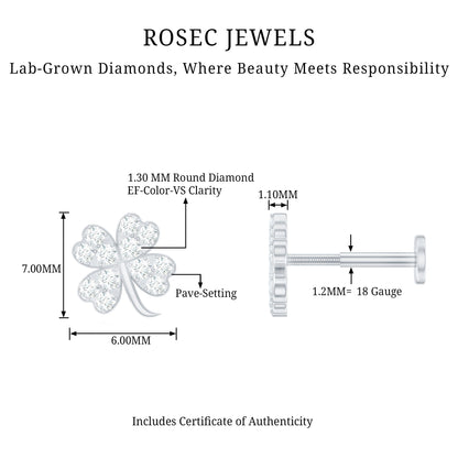 Diamond Four Leaf Clover Tragus Earring