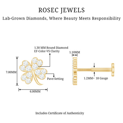 Diamond Four Leaf Clover Tragus Earring