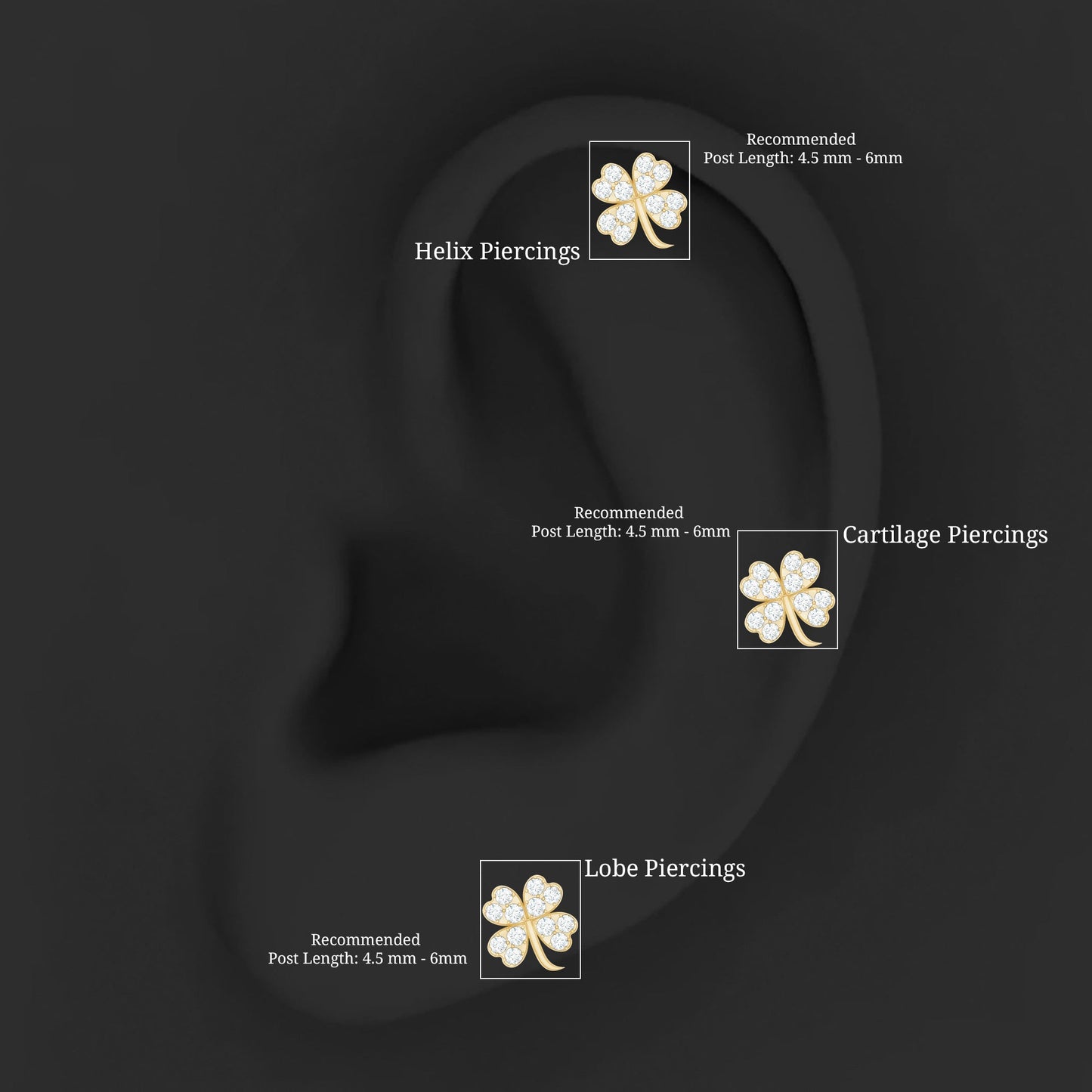 Diamond Four Leaf Clover Tragus Earring