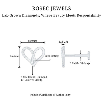 Diamond Heart Earring for Helix Piercing