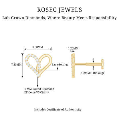 Diamond Heart Earring for Helix Piercing