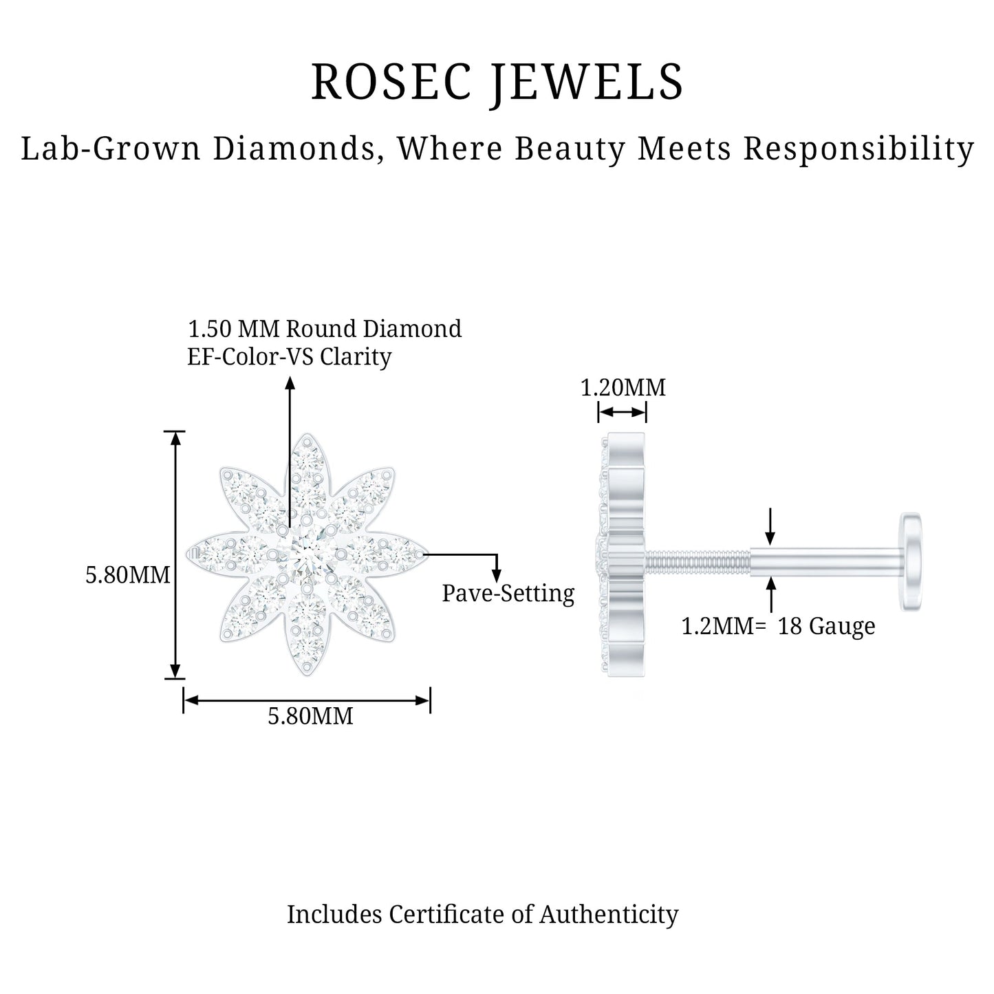 Diamond Floral Earring for Conch Piercing