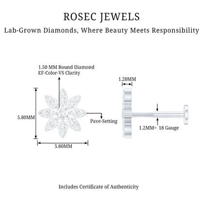 Diamond Floral Earring for Conch Piercing