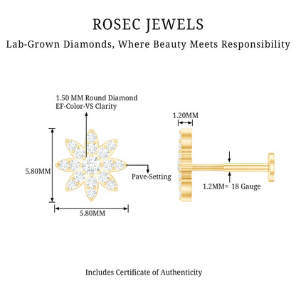 Diamond Floral Earring for Conch Piercing